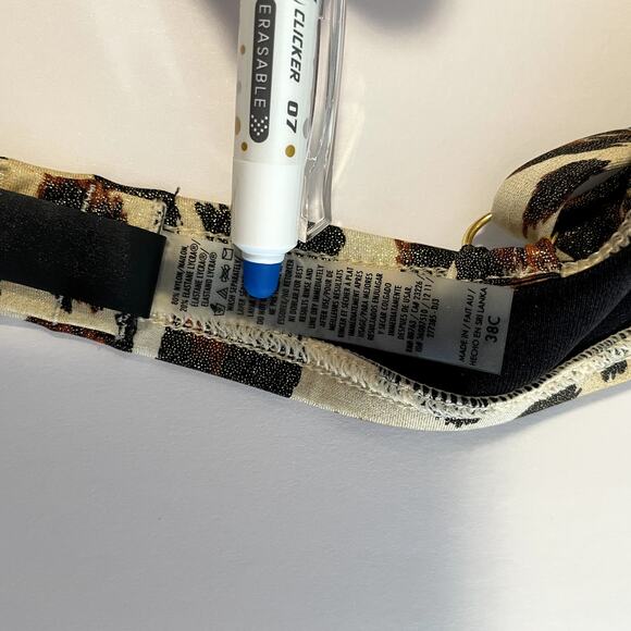 Victoria's Secret Bikini Top Womens 38C Brown Animal Print Bombshell Padded - Picture 10 of 11